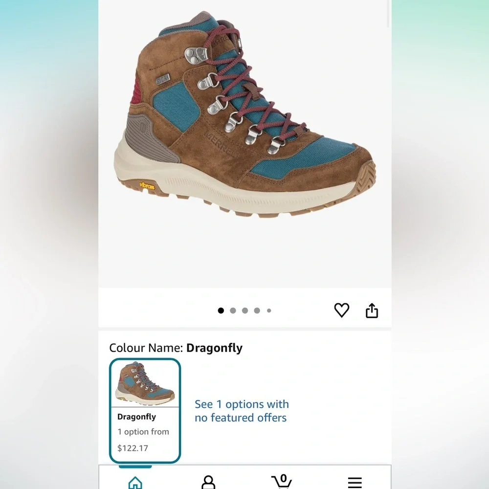 Merrell Women’s Brown and Teal Hiking Shoes - Picture 7 of 7